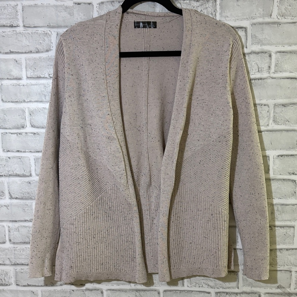 Verve Ami Elegant dusty pink, black specks Open-Front Cardigan, size large